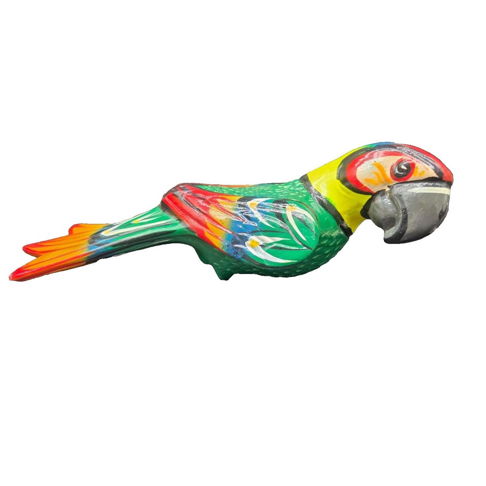 Rare Vintage Ceramic Parrot Figurine Made In Mexico 14 Inches x 8 Inches